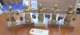 5 Dutch brass figurines