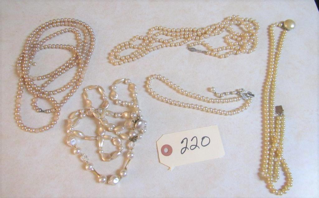 5 pearl necklaces