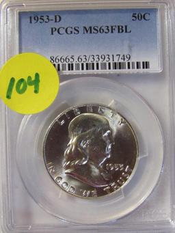 1953D FRANKLIN HALF PCGS MS63FBL