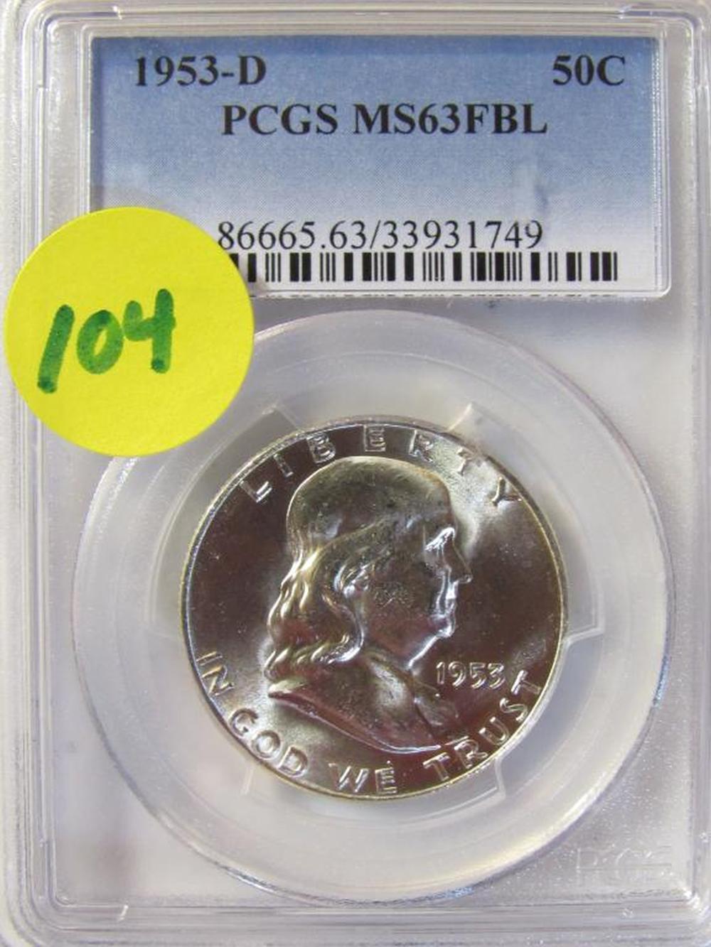 1953D FRANKLIN HALF PCGS MS63FBL