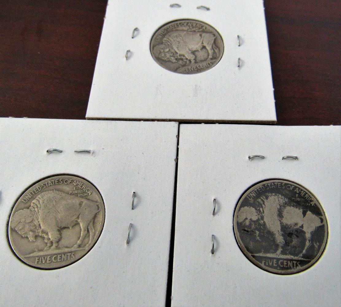1913-D Type 1, 1925, 1925-S Buffalo Nickels