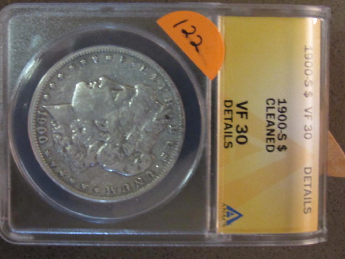 1900S MORGAN DOLLAR ANACS VF 30 CLEANED