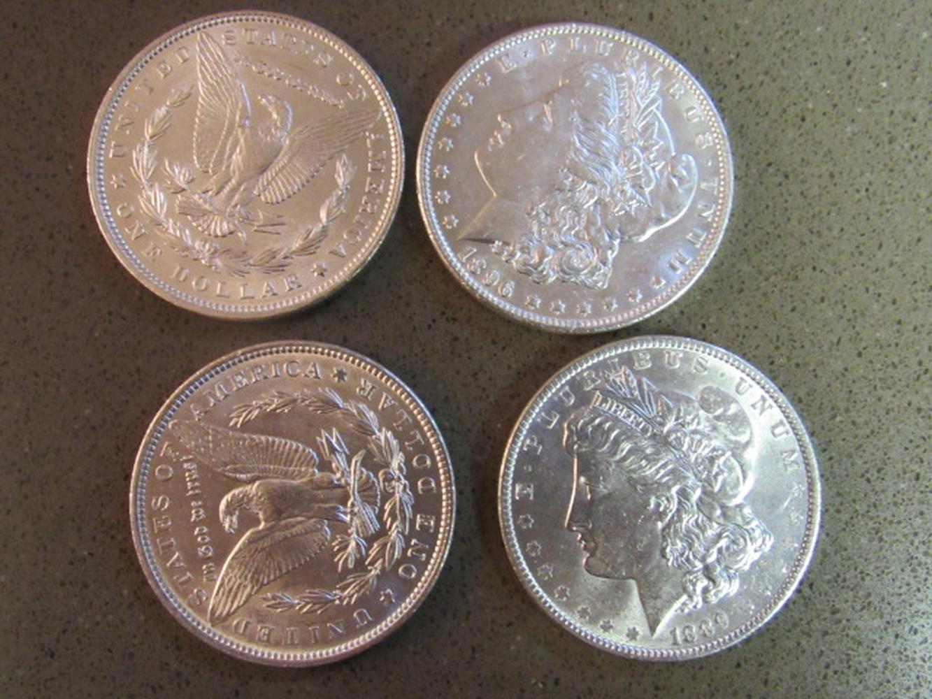 4 1921 UNCIRCULATED SILVER DOLLARS