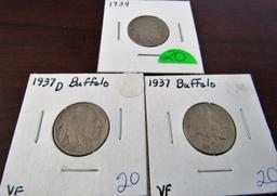 1934, 37, 37-D Buffalo Nickels