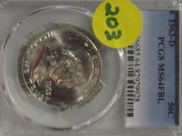 1963D FRANKLIN HALF PCGS MS64FBL