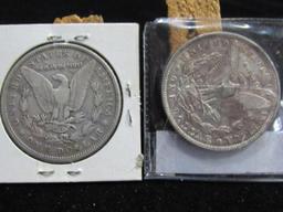 1888 (MS60) AND 1892 O MORGAN DOLLARS