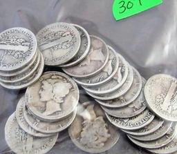 Bag of 25 Mercury Dimes