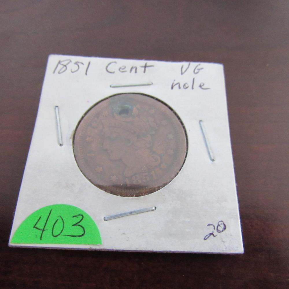 1851 Holed Large Cent