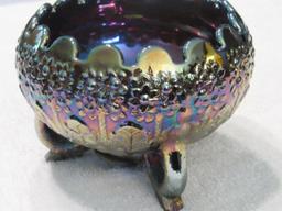 Fenton  amethyst carnival glass orange tree candy dish