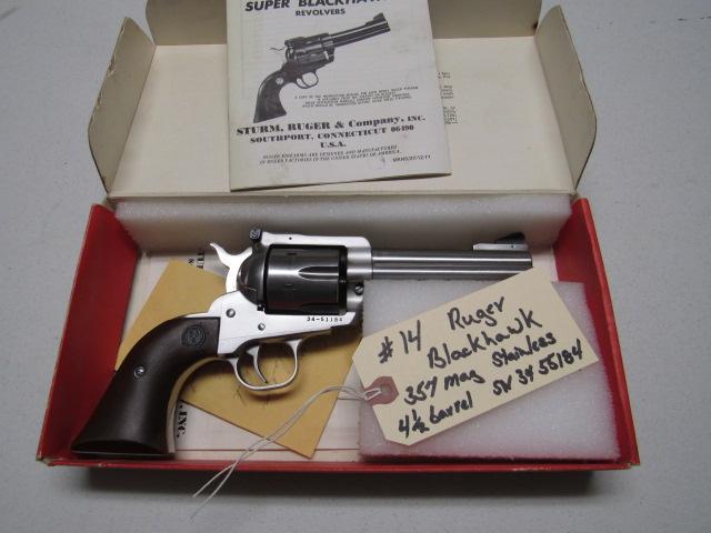 Ruger Blackhawk Revolver 357MAG Stainless 4.5" Barrel SN: 34-51184