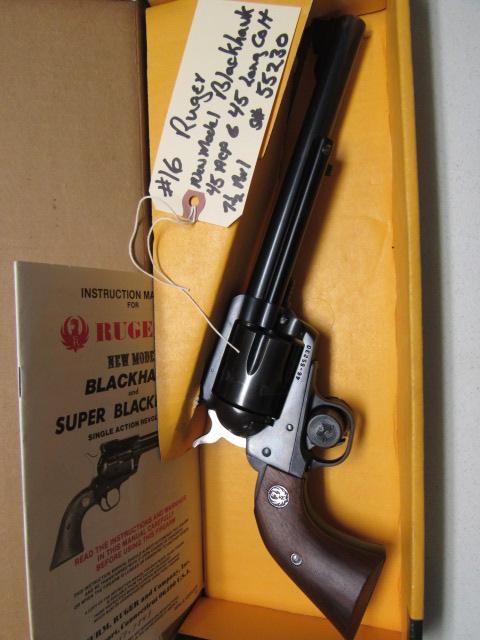 Ruger New Model Blackhawk Revolver 45 CAL 7.5" Barrel  SN: 46-55230  Two Cylinders 45ACP, 45 Long Co