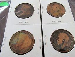 1897, '98, 1917, '19 GB One Penny