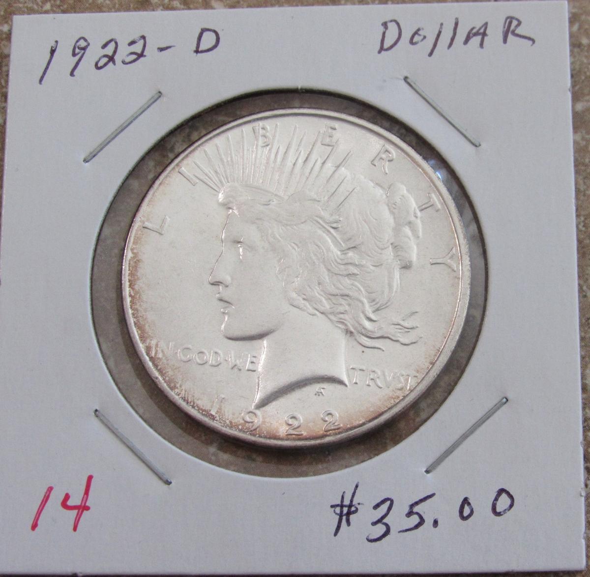 1922-D Peace Dollar