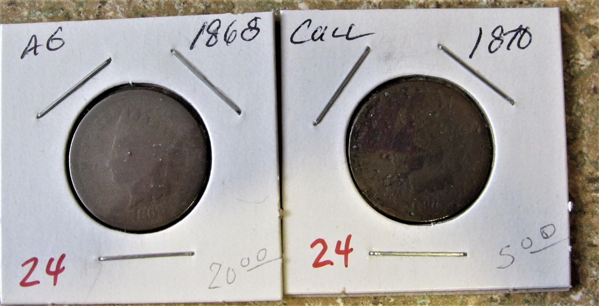 1868, 1870 Indian Head Cents