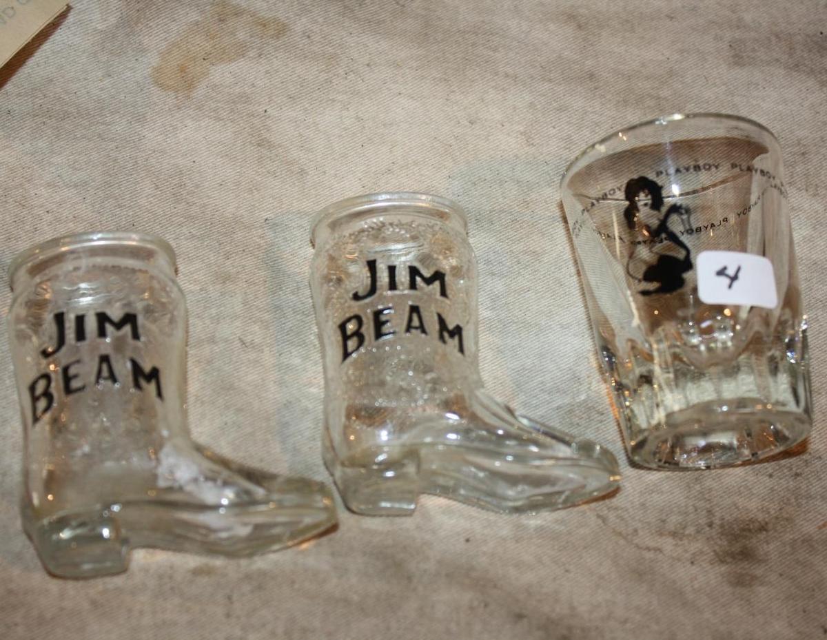 (3) Jim Beam and Playboy Shot Glasses