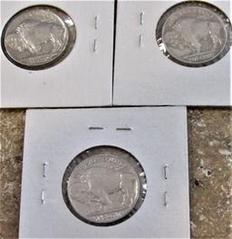 1936, 36, 37 Buffalo Nickels