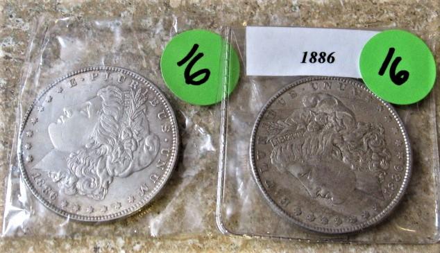 (2) 1886 Morgan Dollars