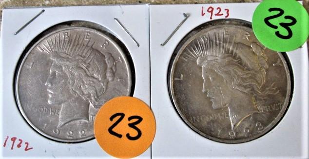 1922, 1923 Peace Dollars