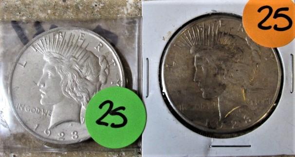 (2) 1923 Peace Dollars