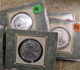 (4) 2000 American Eagle Dollars