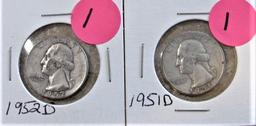 1951-D, 1952-D Quarters