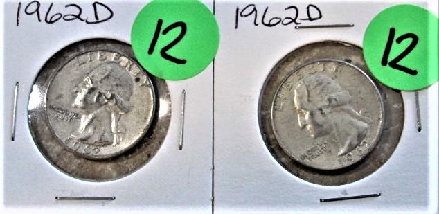 (2) 1962-D Quarters