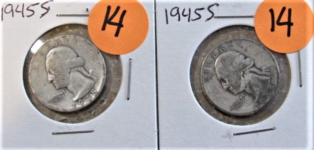 (2) 1945-S Quarters