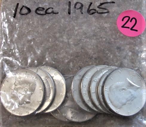 (10) 1965 Kennedy Half