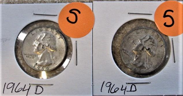 (2) 1964-D Quarters