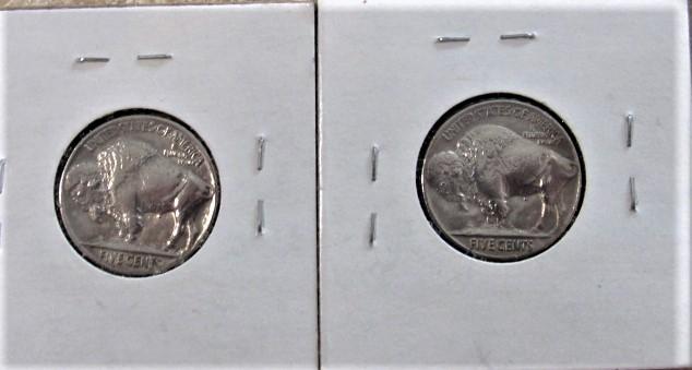 (2) 1934 Buffalo Nickels