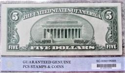 1953 $5 Uncirculated Silver Certificate Blue Seal