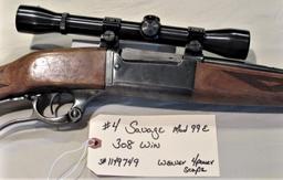 Savage Model 99E 308 WIN Weaver 4 power Scope