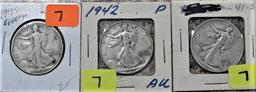 1917-S, 42, 41-S Walking Liberty Half Dollars