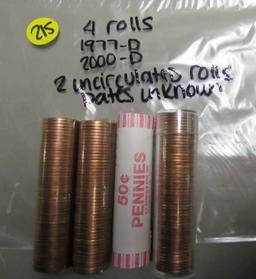 4 total rolls of 1977D,2000D and two rolls of uncirculated date unknown