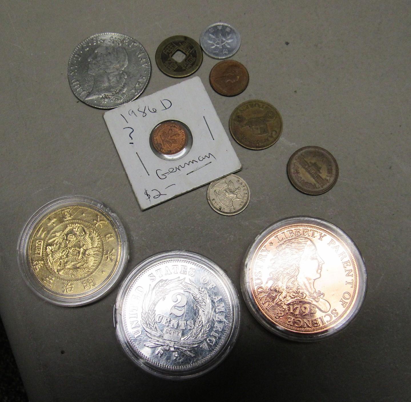 8 Foreign Coins, 3 Copy of US coins