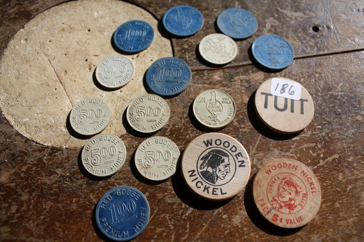 Wooden Nickels, Red Goose Tokens