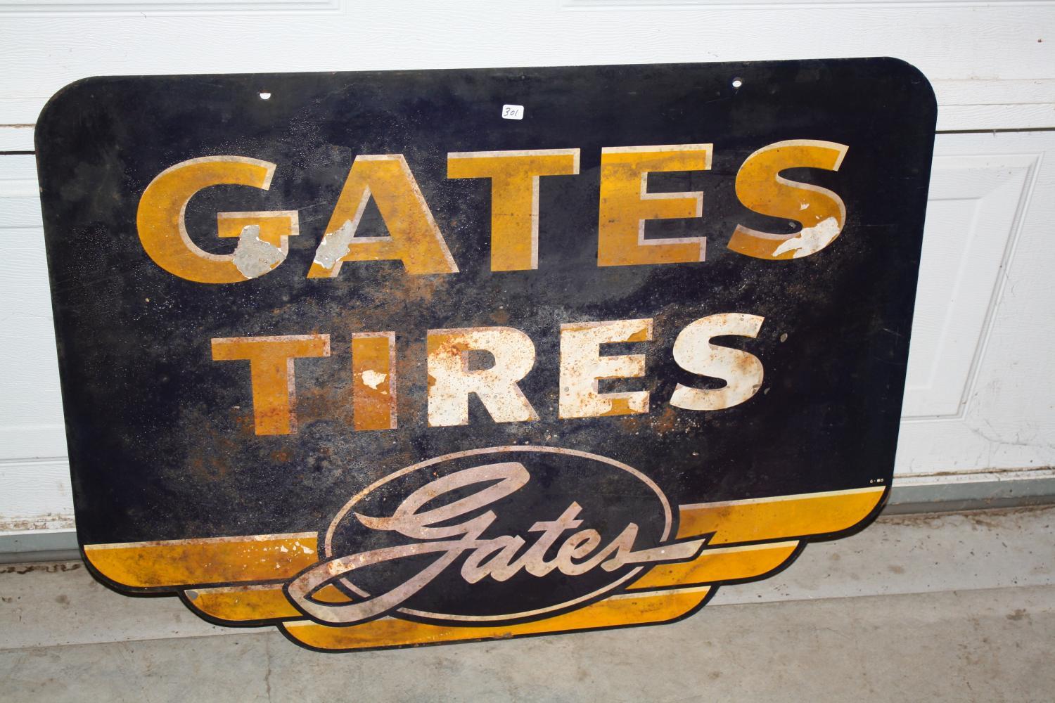 Gates Tires Double Sided Metal Sign