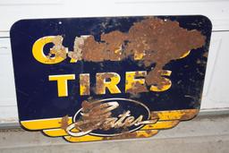 Gates Tires Double Sided Metal Sign