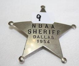 NBAA Sheriff Badge, Dallas 1954