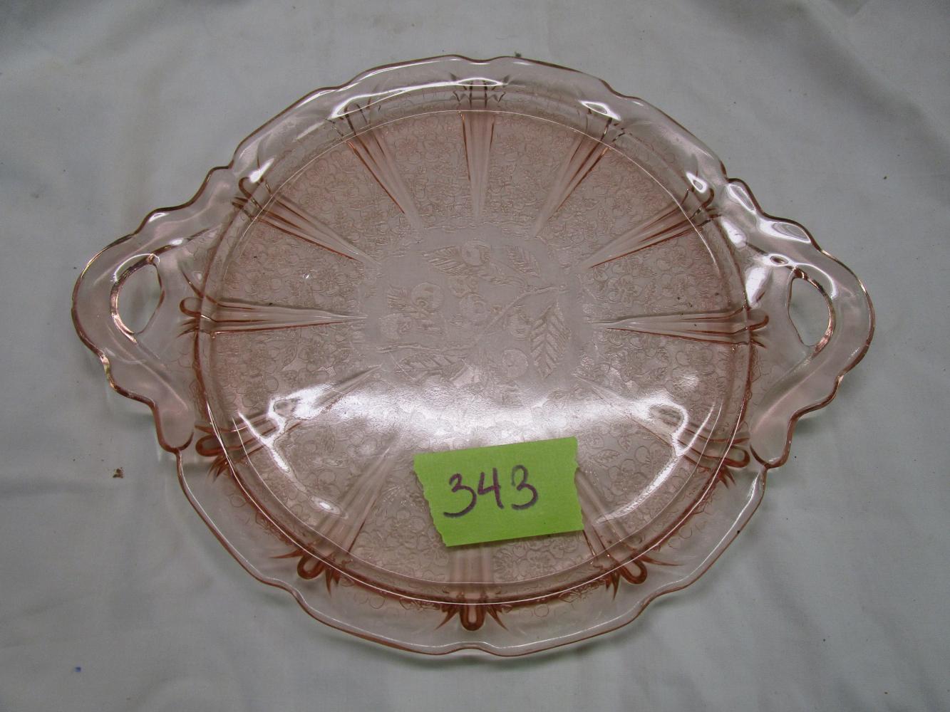 Old Pink Depression Glass Cherry Blossom Platter