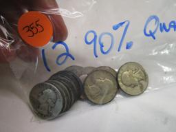 (12) 90% Washington Quarters