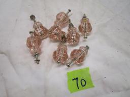 8 Pink Glass Drawers Knobs/Pulls