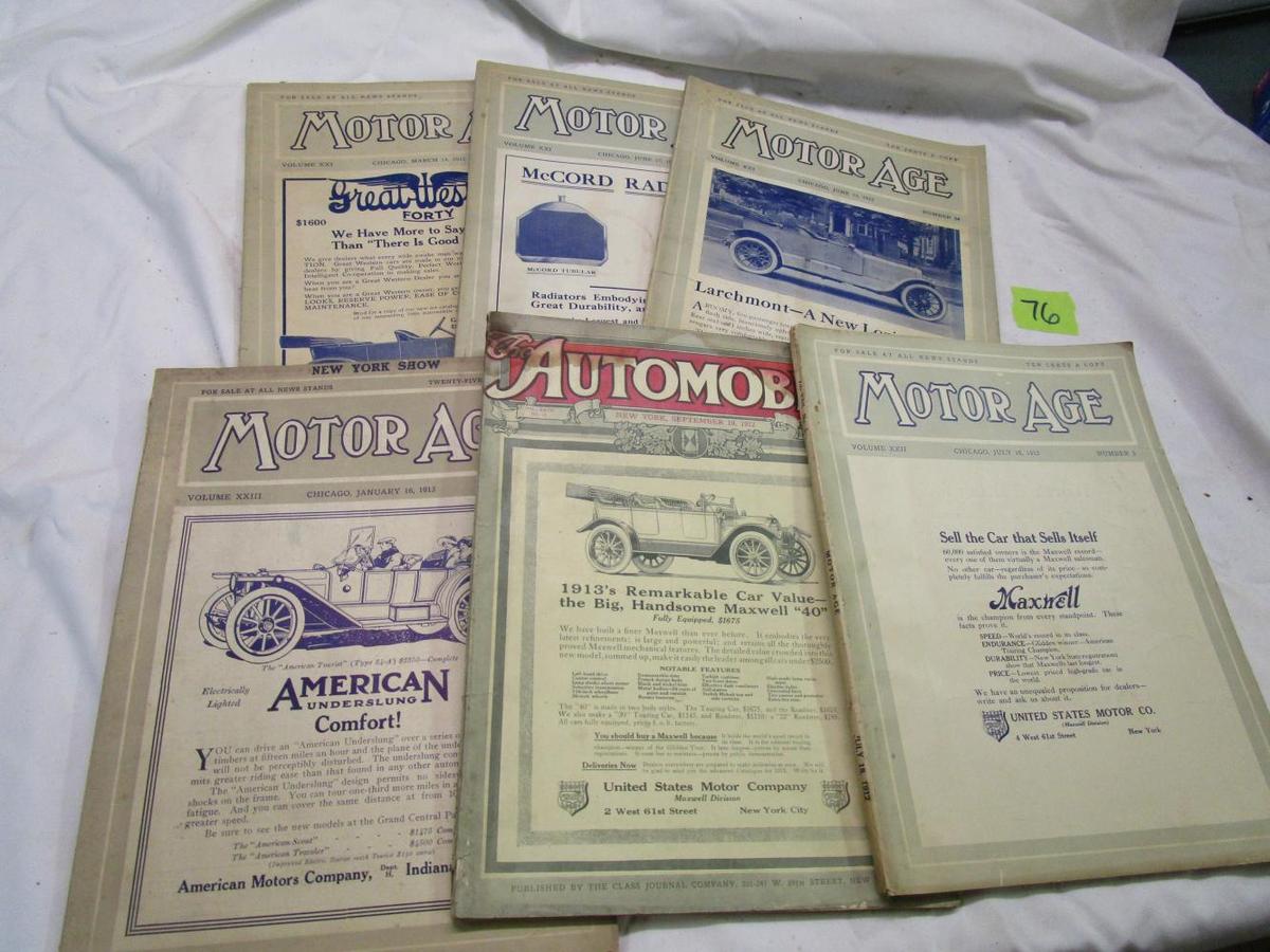 (6) 1912/13 Motor Age Magazines