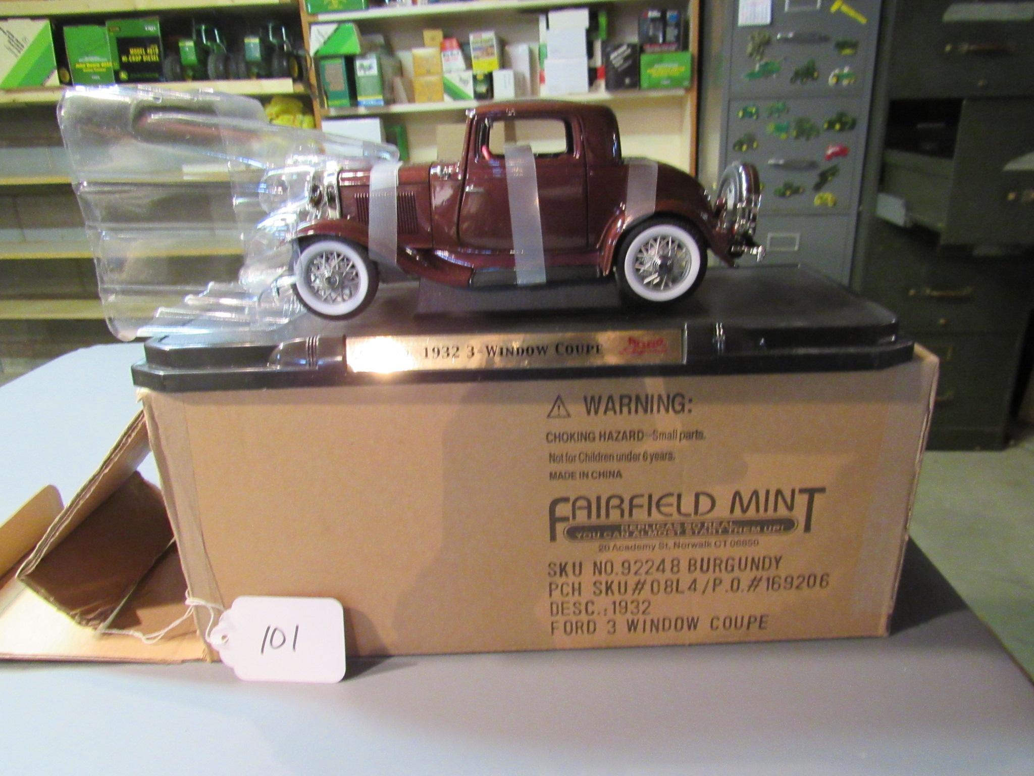 diecast 1932 3 window ford coupe (Franklin Mint)  W/box