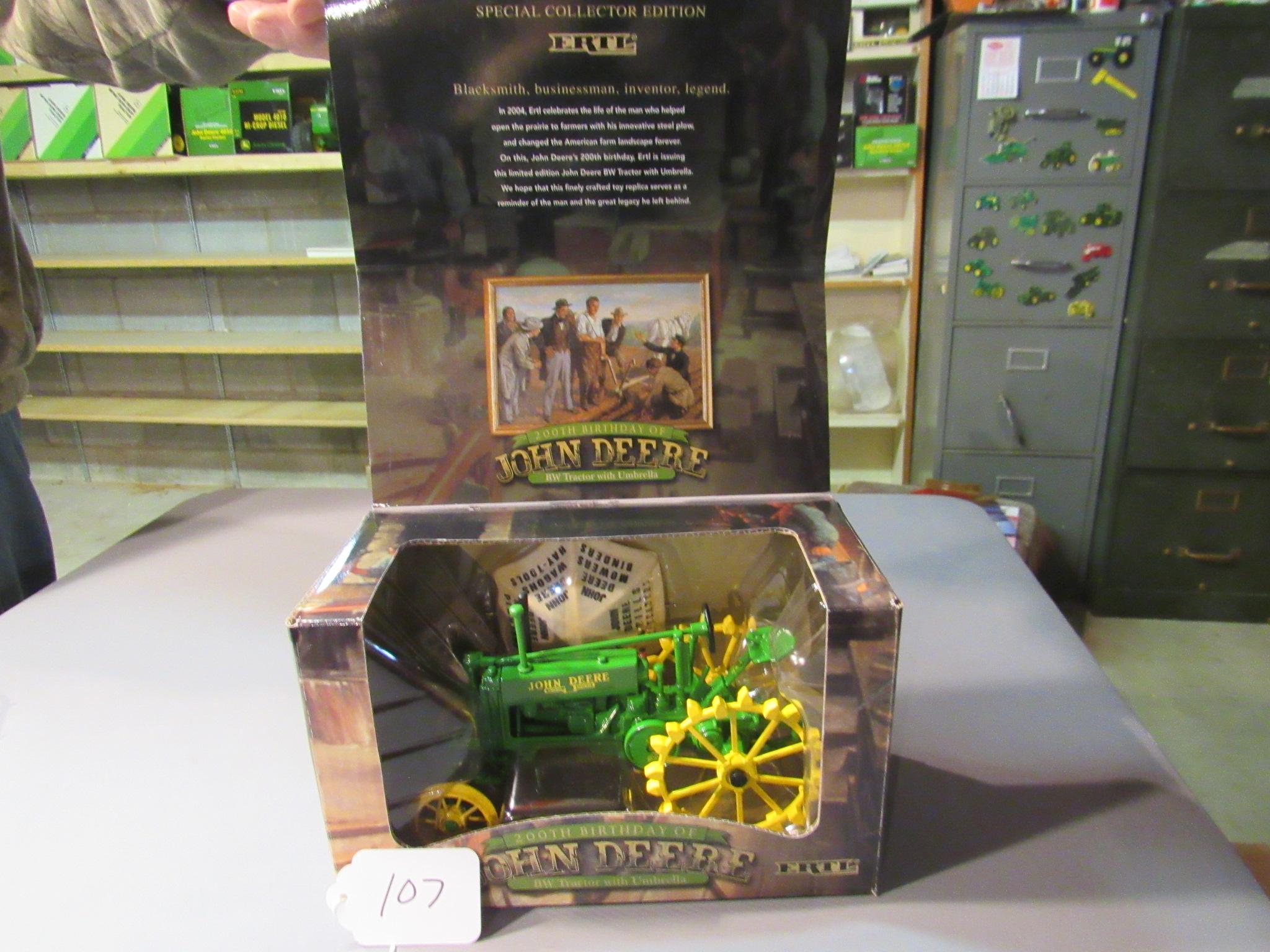 200th JD birthday diecast "BW" tractor & umbrella  W/box