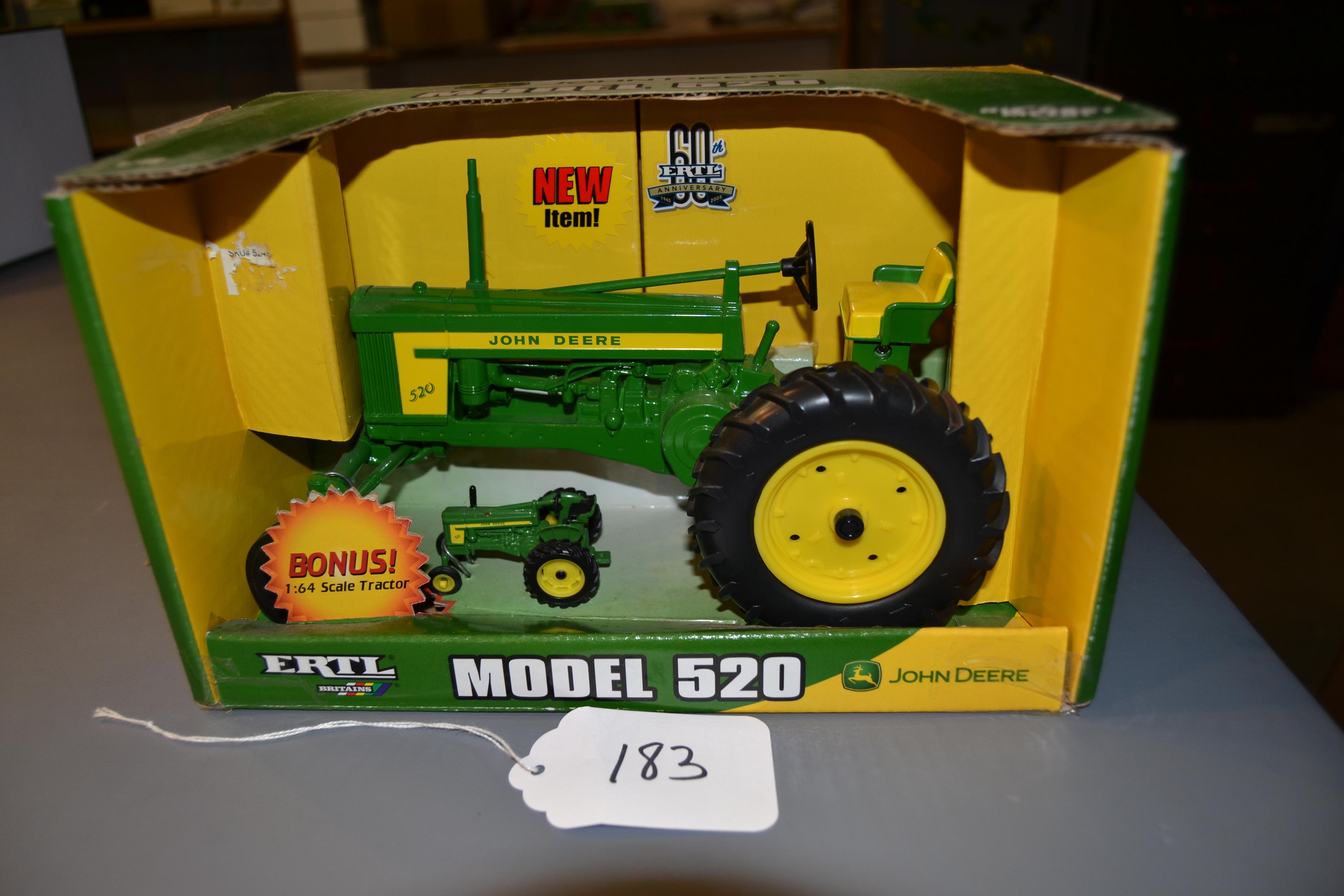 diecast JD 60th anniversary "520" tractor + 1:64 scale "520" tractor  W/box