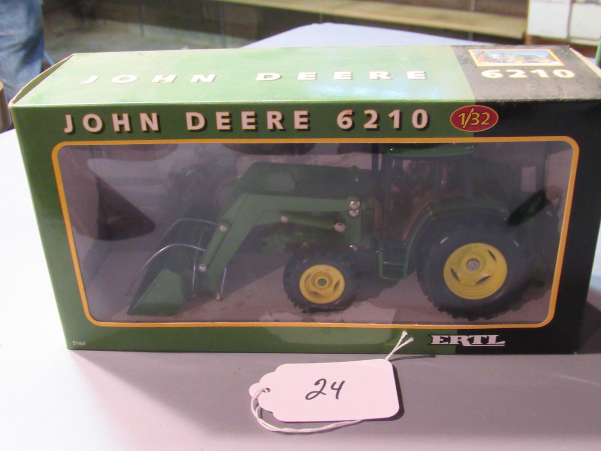 diecast JD "6210" tractor with front loader W/box