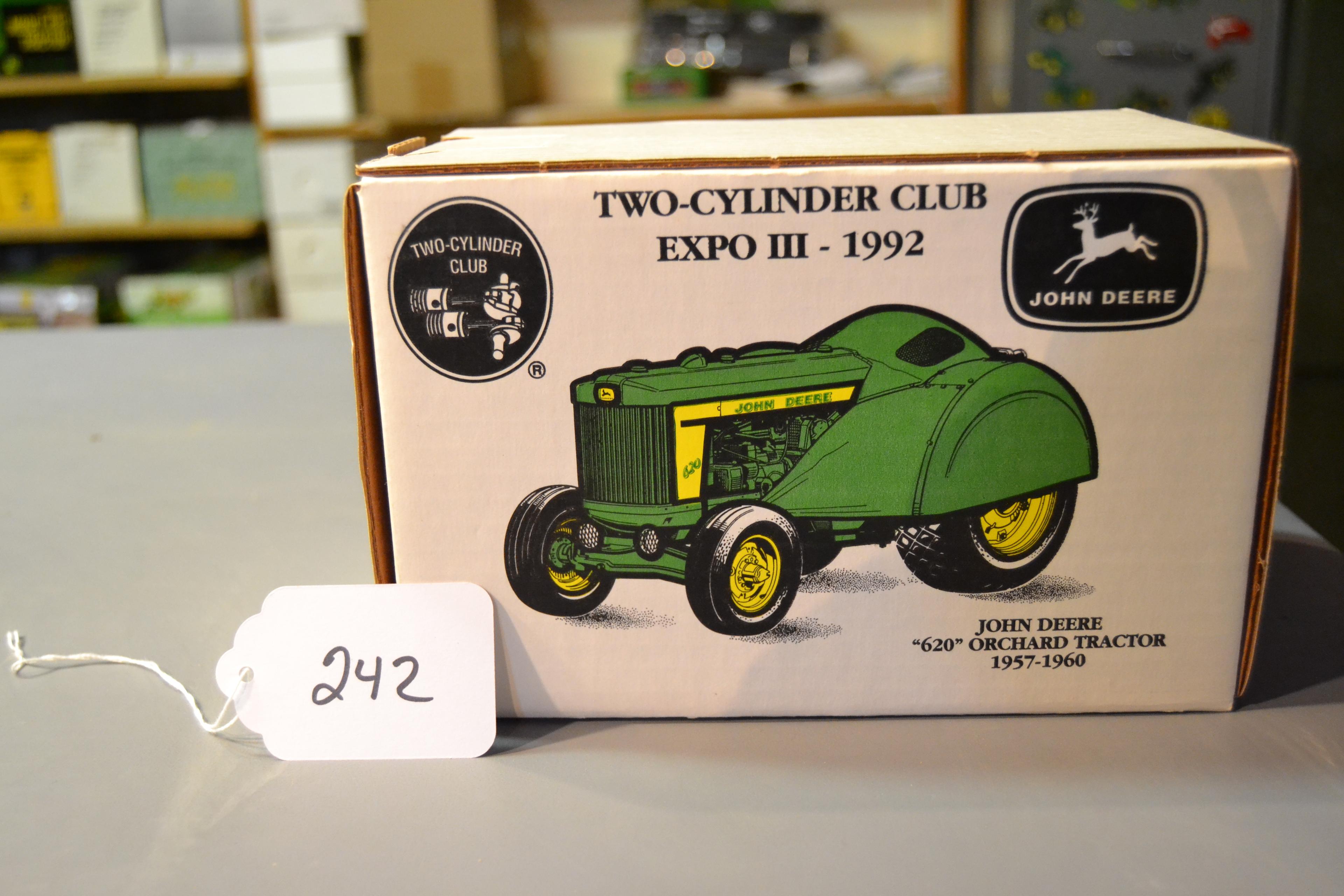 2 cylinder club expo III 1992 - diecast JD "620" orchard tractor W/box