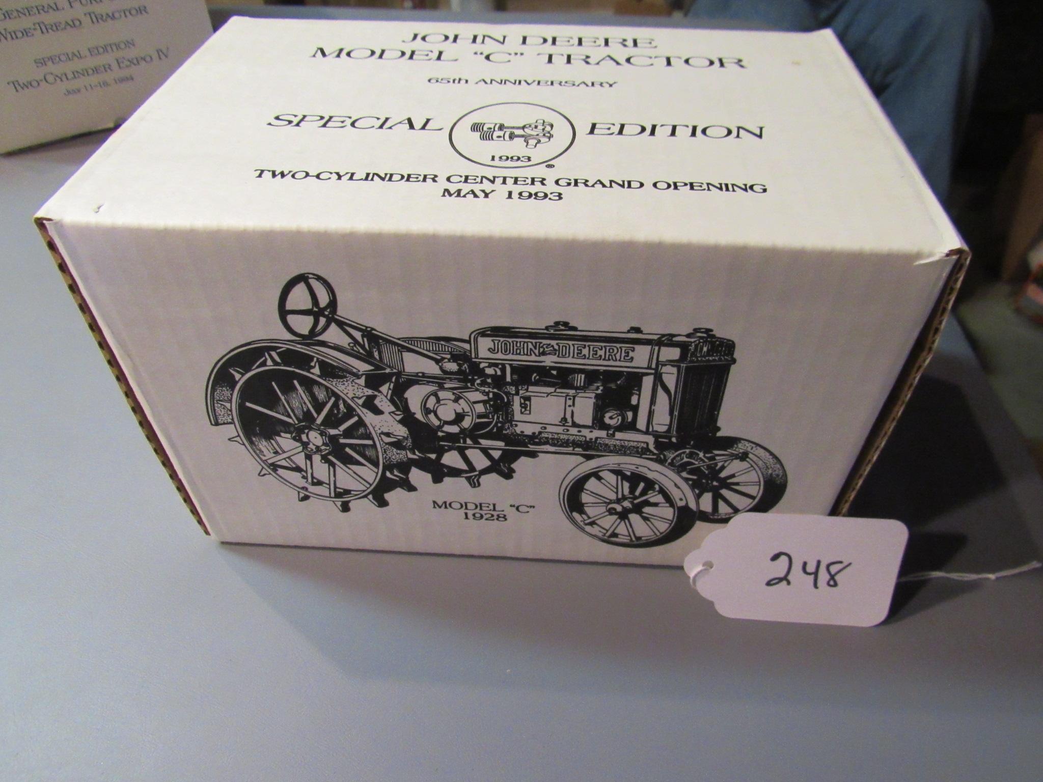 65th anniversary -2 cylinder center grand opening 1993 - diecast JD 1928 "C" tractor W/box
