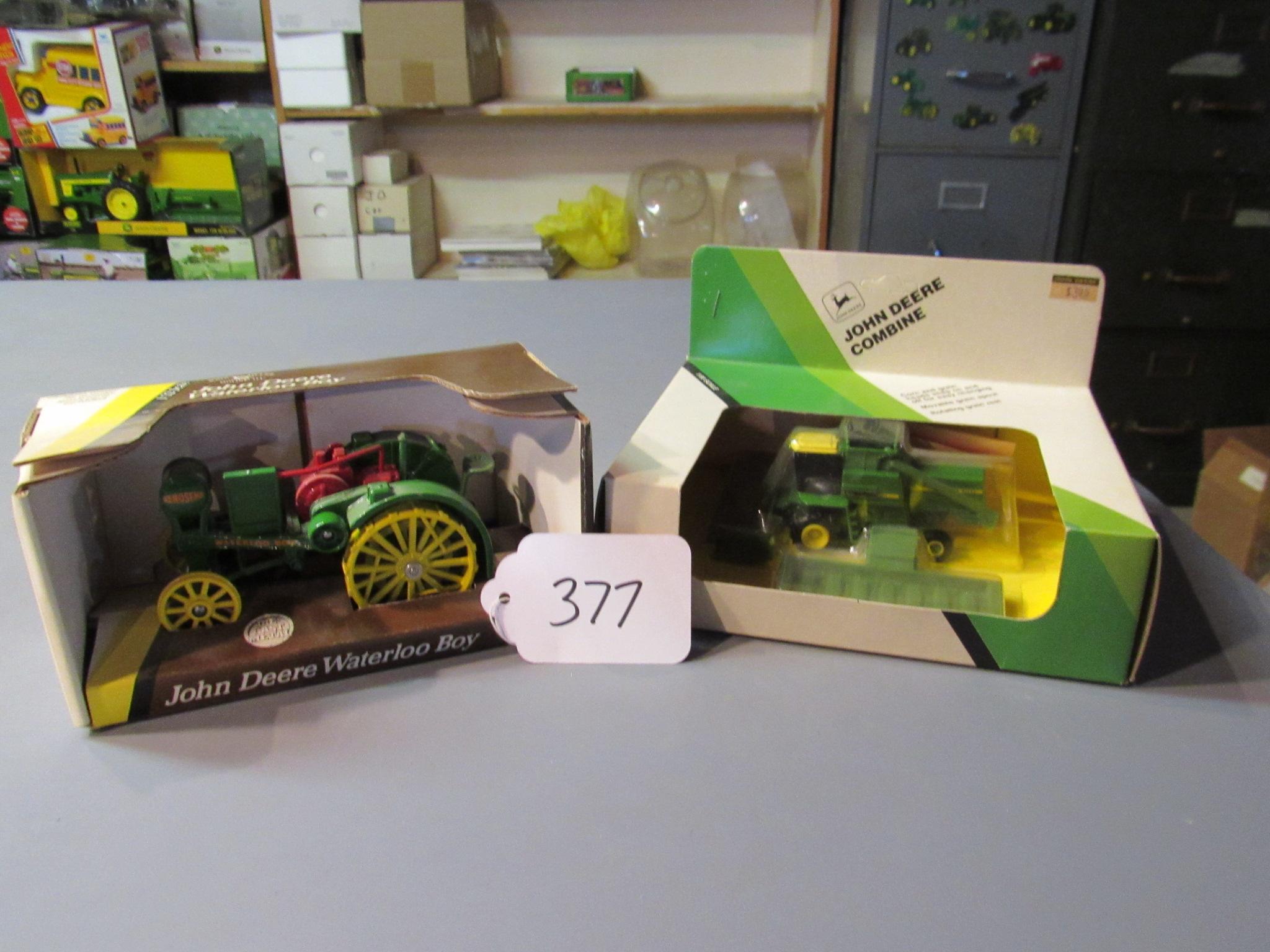 diecast JD "Waterloo Boy" tractor & JD combine W/box